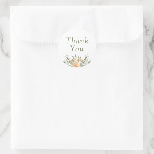Adesivo Redondo Bonito Peach e Casamento Floral Branco (Bolsa)