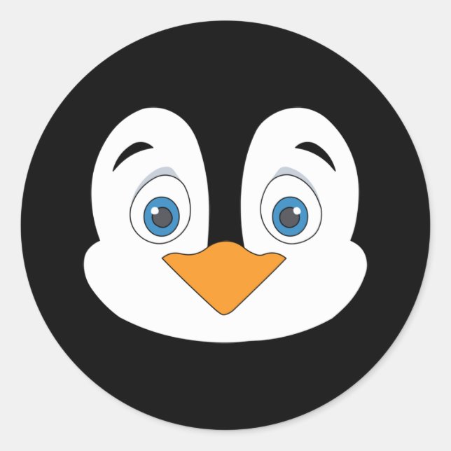 Adesivo Redondo Bonito Penguin Face (Frente)