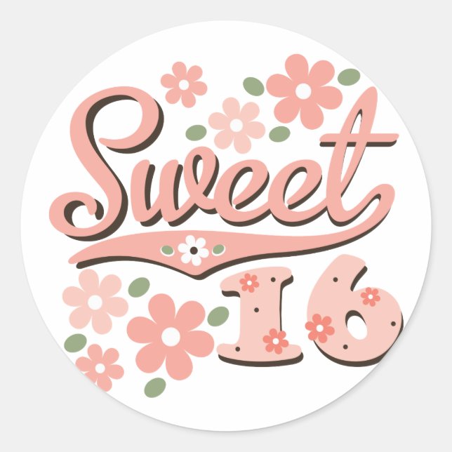 Adesivo Redondo Bonito Petal Sweet 16 Stickers (Frente)