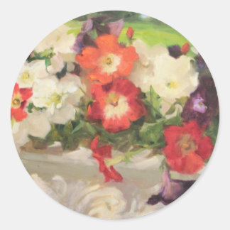 Adesivo Redondo Bonito Petunias por Margaret Aycock Designs