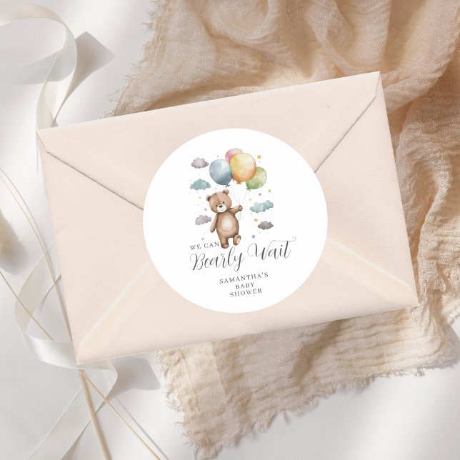 Adesivo Redondo Bonito, podemos esperar o Chá de fraldas do Balão  (Criador carregado)