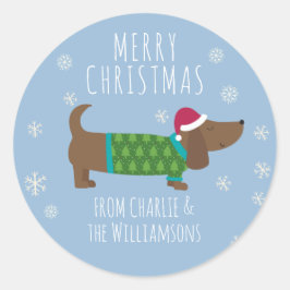 Adesivo Redondo Bonito presente de cachorro de Natal