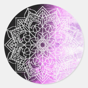 Adesivo Redondo Bonito Purple Mandala Abstrato