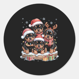 Adesivo Redondo Bonito Rottweiler Natal Cachorros Cachorros Engraç