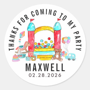 Adesivo Redondo Bonito Salto Salto Salto Kid Obrigado Aniversário