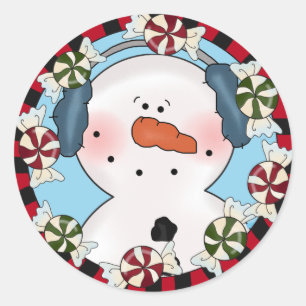 Adesivo Redondo Bonito Snowman