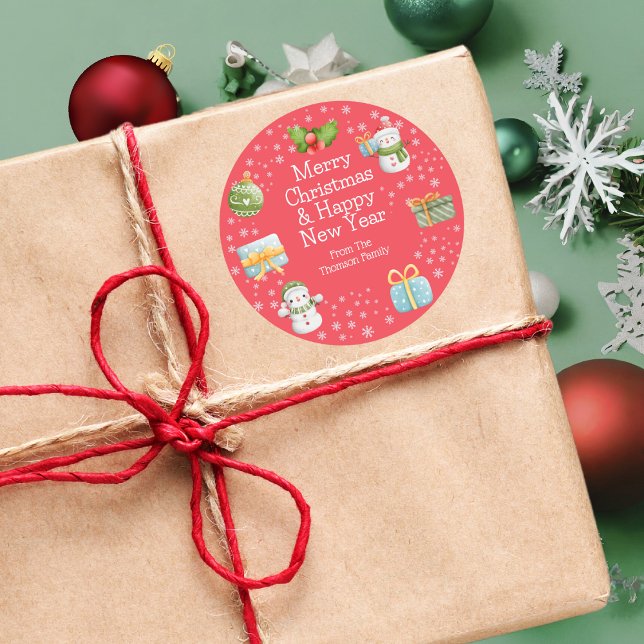 Adesivo Redondo Bonito Snowman Felry Sticker (Criador carregado)