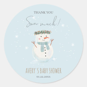 Adesivo Redondo Bonito Snowman Obrigado A Neve Muito Grande