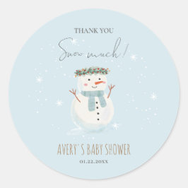 Adesivo Redondo Bonito Snowman Obrigado A Neve Muito Pequeno