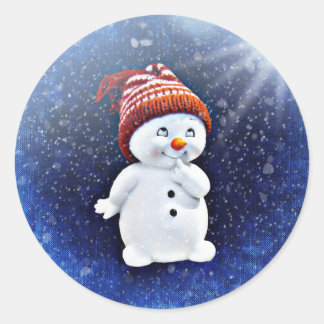 Adesivo Redondo Bonito Snowman Sticker