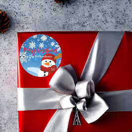 Adesivo Redondo Bonito Snowman Winter Wonderland Feliz Natal