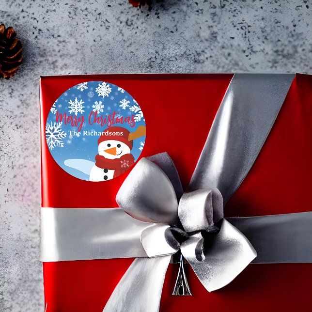 Adesivo Redondo Bonito Snowman Winter Wonderland Feliz Natal (Criador carregado)
