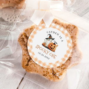 Adesivo Redondo Bonito Spooky Um primeiro aniversario Fantasma do 