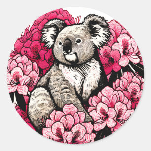 Adesivo Redondo Bonito Urso de Koala Trabalho de arte Divertido Ar