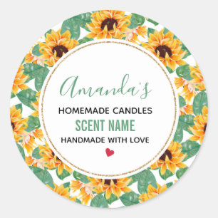 Adesivo Redondo Bonito Vela de Padrões Amarelo e Verde