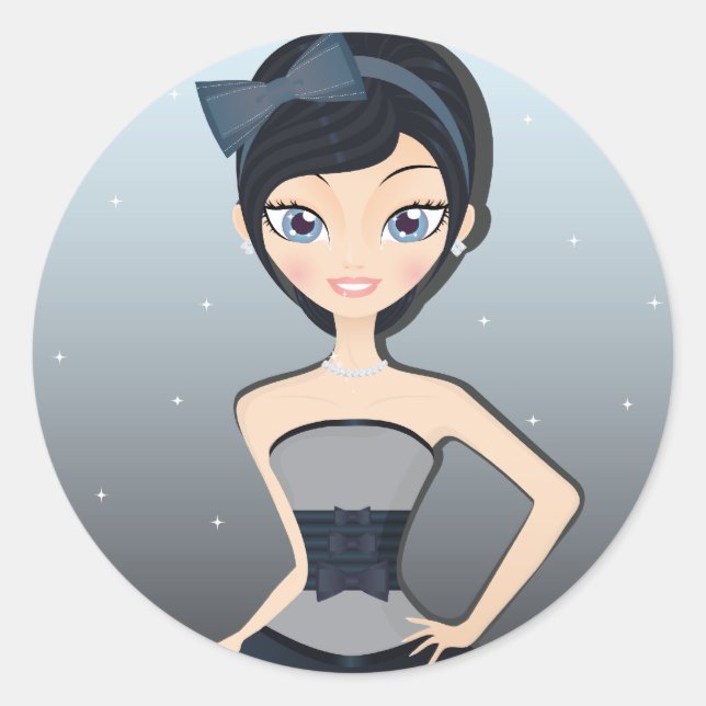 Adesivo Redondo Bonito vestido (Frente)