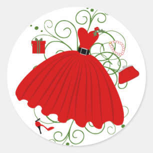 Adesivo Redondo Bonito, vestido do Natal