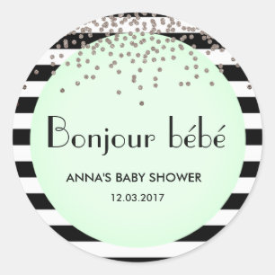Adesivo Redondo Bonjour bebe french inspirou chá de fraldas adesi