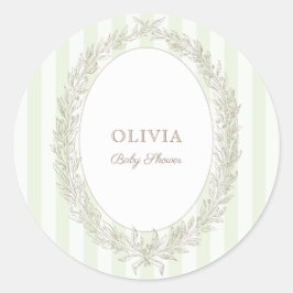 Adesivo Redondo Bonjour Bebe French Patisserie Green Stripe