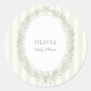 Adesivo Redondo Bonjour Bebe French Patisserie Green Stripe