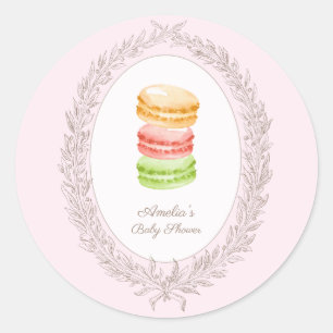 Adesivo Redondo Bonjour Bebe French Patisserie Macaroons