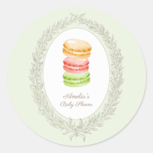 Adesivo Redondo Bonjour Bebe French Patisserie Macaroons Green