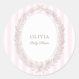 Adesivo Redondo Bonjour Bebe French Patisserie Pink Stripe