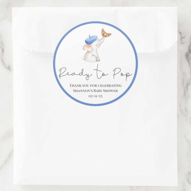 Adesivo Redondo Bonjour Bebe - Garota Romântica - Chá de fraldas C (Bolsa)