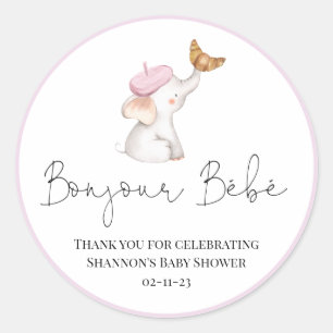 Adesivo Redondo Bonjour Bebe - Garota Romântica - Chá de fraldas C