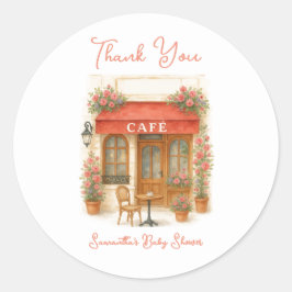 Adesivo Redondo Bonjour Bebe Paris Café Chá de fraldas