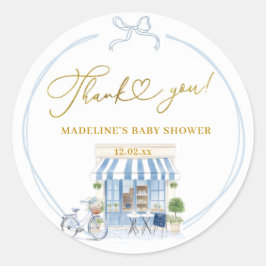 Adesivo Redondo Bonjour bébé Parisan café Obrigado Stickers