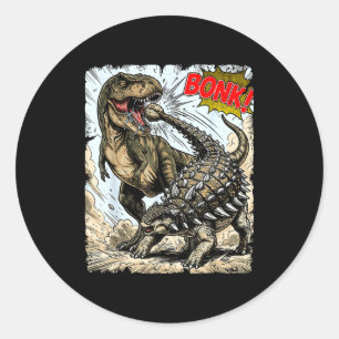Adesivo Redondo Bonk dinossauro engraçado pré-histórico ankylosaur