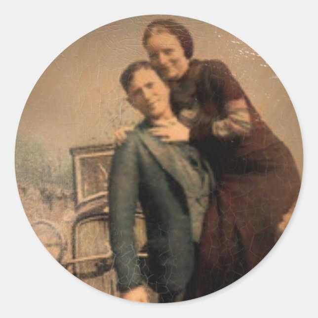 Adesivo Redondo Bonnie & Clyde (Frente)