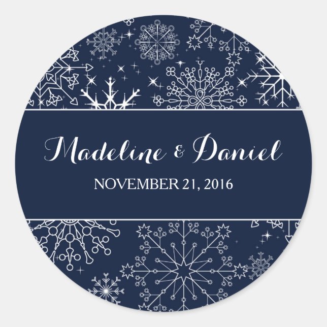 Adesivo Redondo Bons flocos de neve com punhos/selos (Frente)