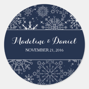 Adesivo Redondo Bons flocos de neve com punhos/selos