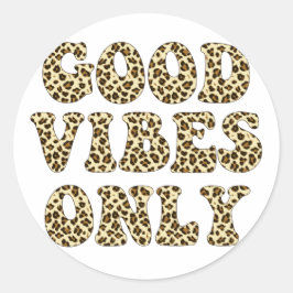 Adesivo Redondo Bons Vibes Apenas - VSCO Girls Leopard Print Stick