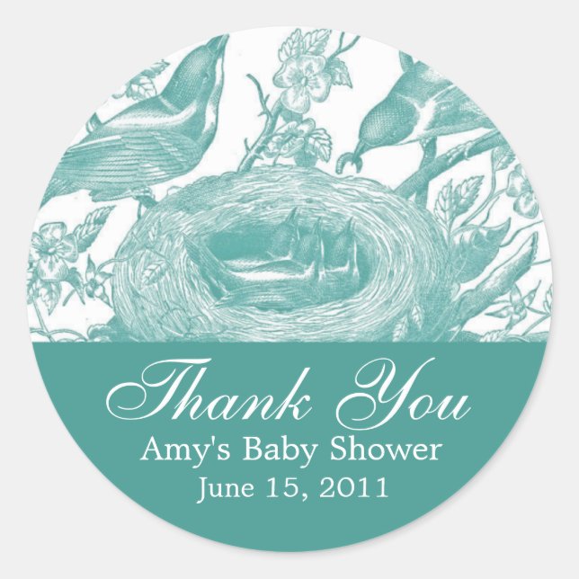 Adesivo Redondo Bons Vintage Birds e Florals (Frente)