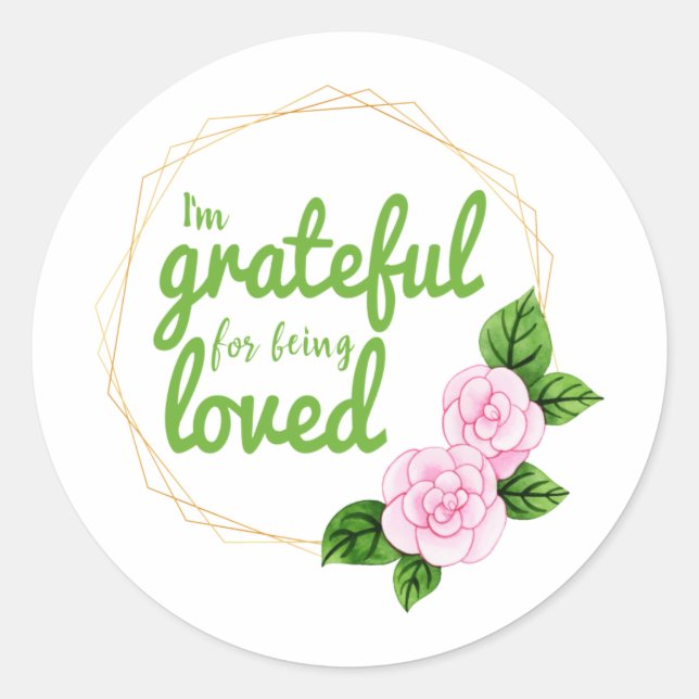 Adesivo Redondo bons votos positivos citações para autoaceitação (Frente)