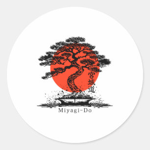 Adesivo Redondo Bonsai Kanji Japonês Miyagi Do T Shi Personalizado