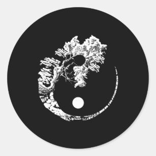 Adesivo Redondo Bonsai Tree Impressão Zen Spirit Yin Yang Japonê