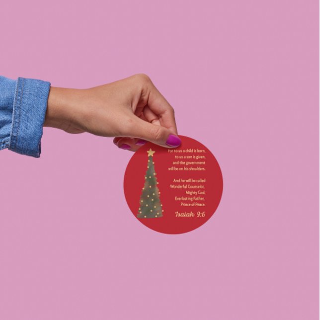 Adesivo Redondo Bonus: Christmas Sticker Isaiah 9:6 (Criador carregado)