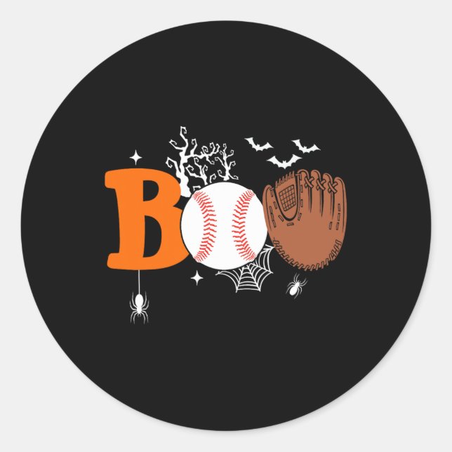 Adesivo Redondo Boo Baseball Halloween Spooky Halloween Baseball P (Frente)