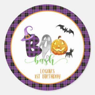 Adesivo Redondo Boo Bash Birthday Sticker - Personalizado