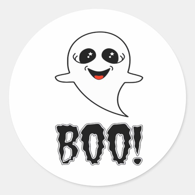 Adesivo Redondo Boo! Bonito Halloween Por Lucas Retro Classic (Frente)