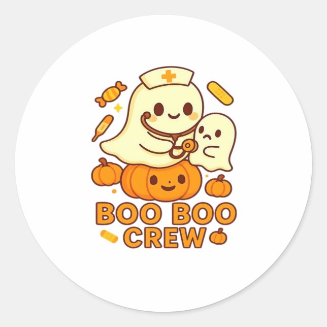 Adesivo Redondo Boo Boo Crew Nurse Ghost Classic T Shirt (Frente)