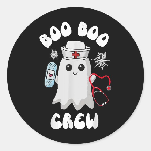 Adesivo Redondo Boo Boo Crew Nurse Ghost Dia de as Bruxas engraçad (Frente)