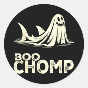 Adesivo Redondo Boo chomp – tubarão fantasma engraçado halloween r