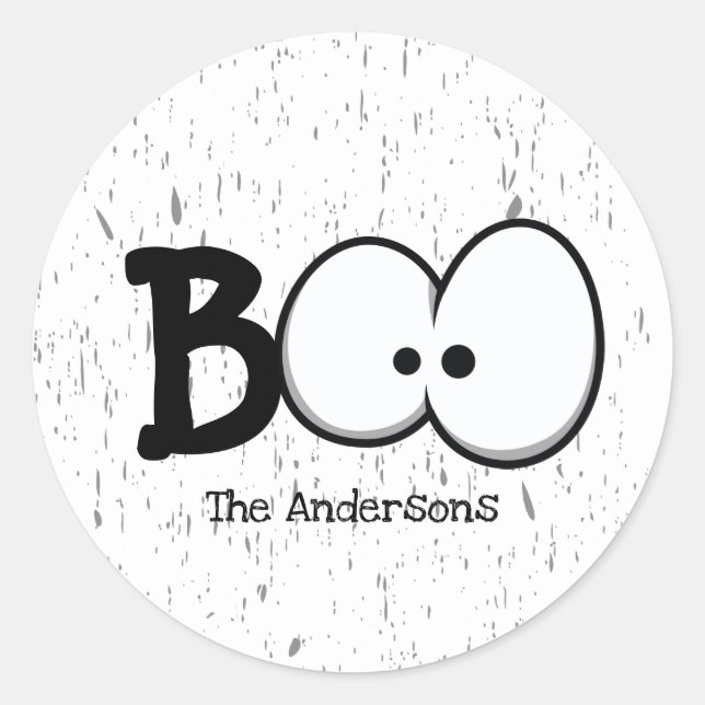 Adesivo Redondo Boo Crazy Eyes Halloween (Frente)