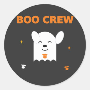 Adesivo Redondo Boo Crew – Cachorro Fantasma Fofo de Halloween