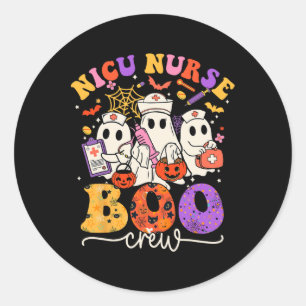 Adesivo Redondo Boo Crew Enfermeira Engraçada Fantasma Halloween